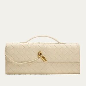 Bottega Veneta  Nappa Intrecciato Long Andiamo Top Handle Clutch Fondant